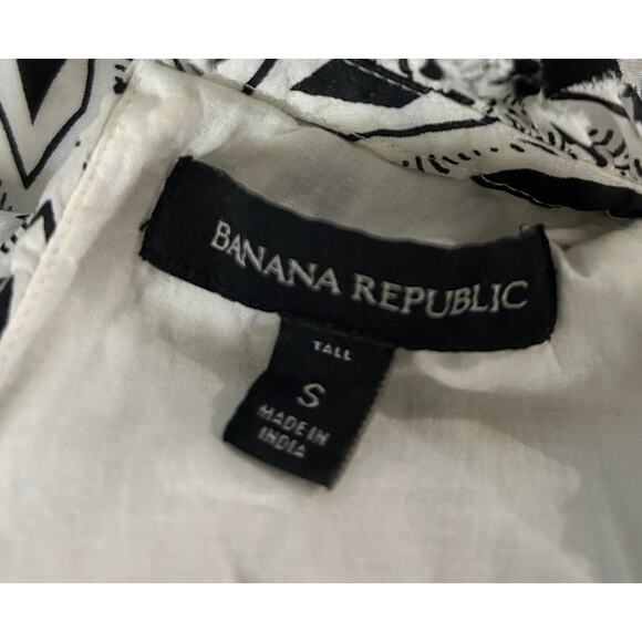Banana Republic Dress Women's Sz S White/Black Boho Loose Fit Geometric Lined - Picture 6 of 8